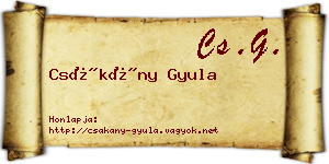 Csákány Gyula névjegykártya