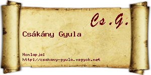 Csákány Gyula névjegykártya